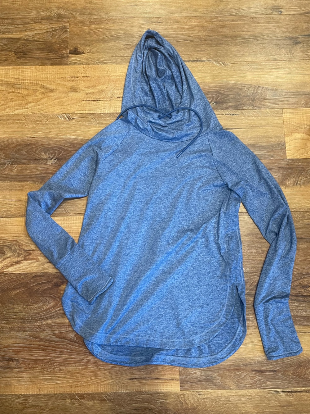 Athleta Heathered Blue Hooded Long-Sleeve Pullover